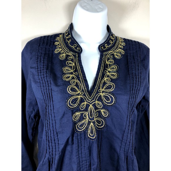 Lilly Pulitzer Women's Sarasota Beaded Tunic Top Size Small Navy Cotton - Picture 3 of 13